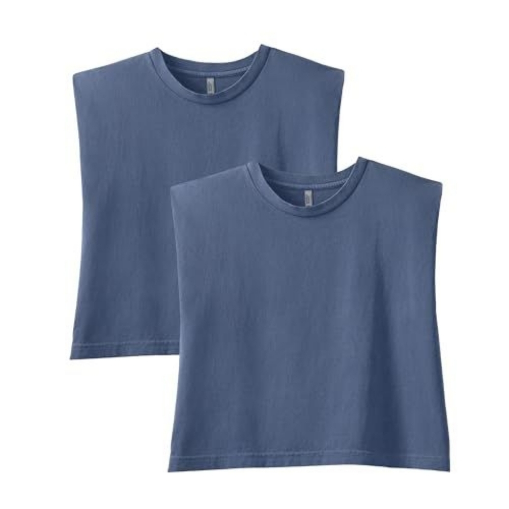 American Apparel set of two crop length muscle tees in Navy